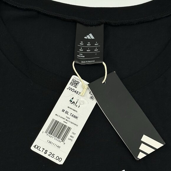 Adidas Men's Big and Tall Size 4XLT Black Crew Neck Sleeveless Tank Top NWT - Picture 5 of 11